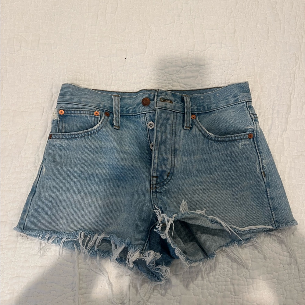Madewell Relaxed Denim Fit Shorts with Distressed Frayed Hem